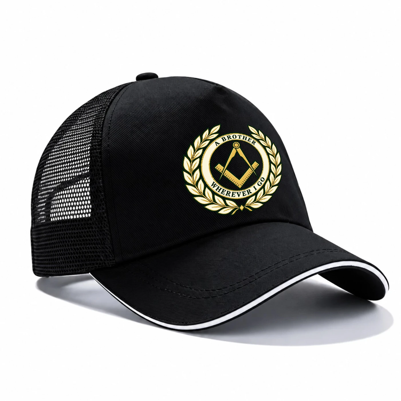 A Brother Wherever I Go Black Mesh Cap