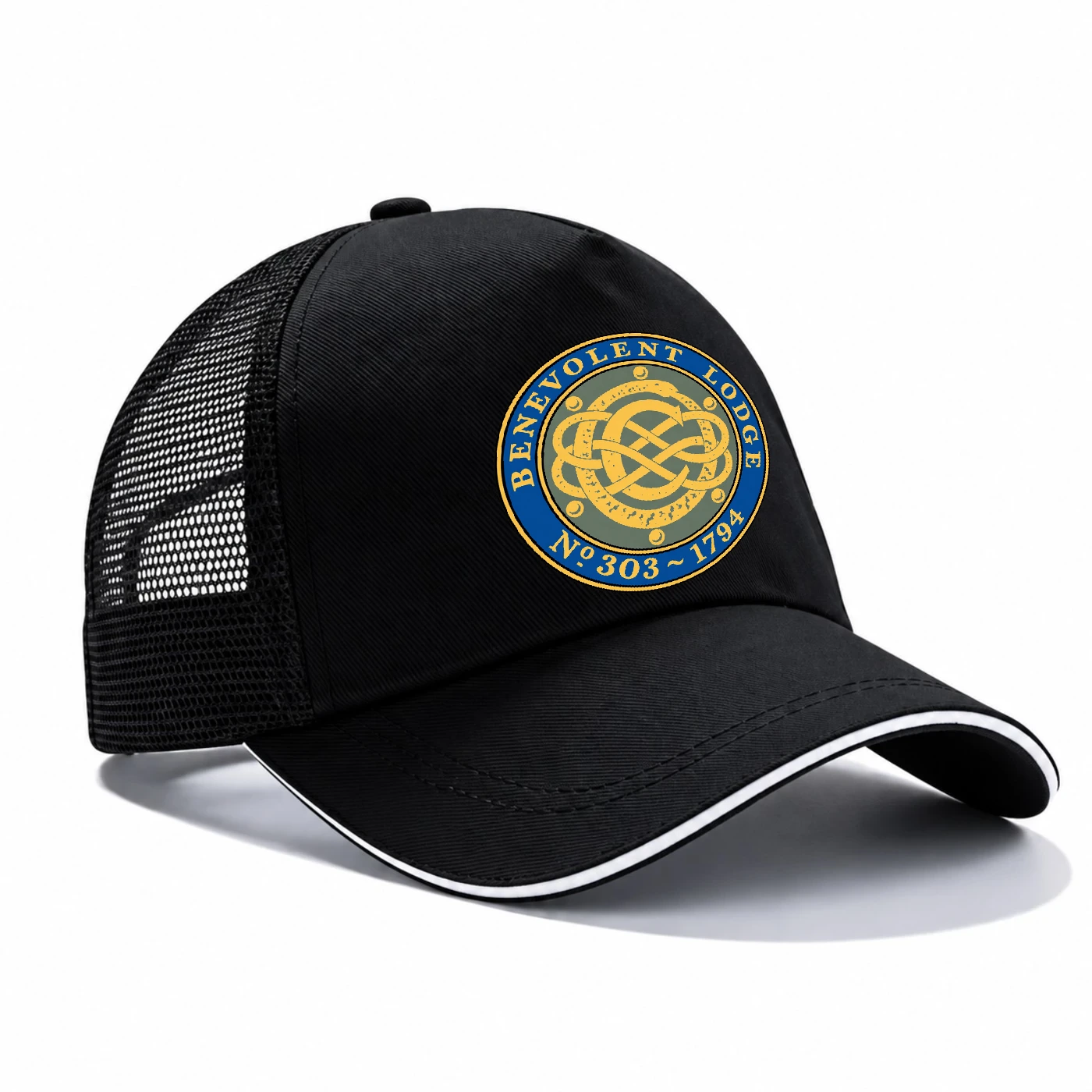 Printed Benevolent Lodge No. 303 Black Mesh Cap