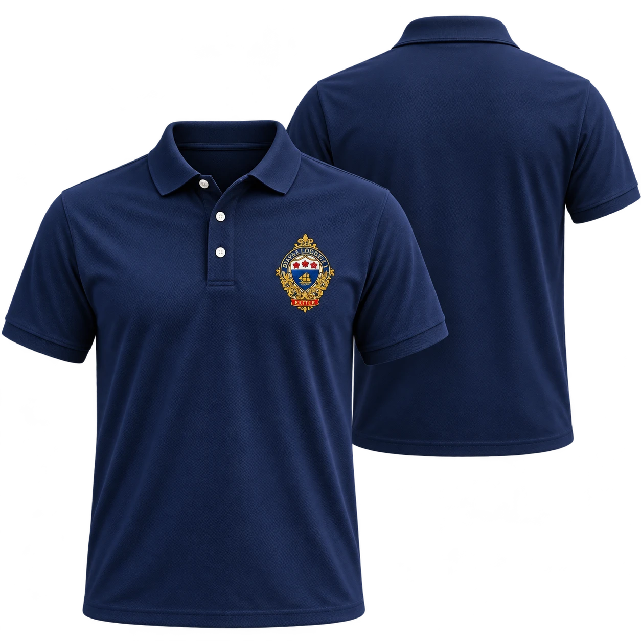 Davie Lodge Exeter — Navy Embroidered Polo