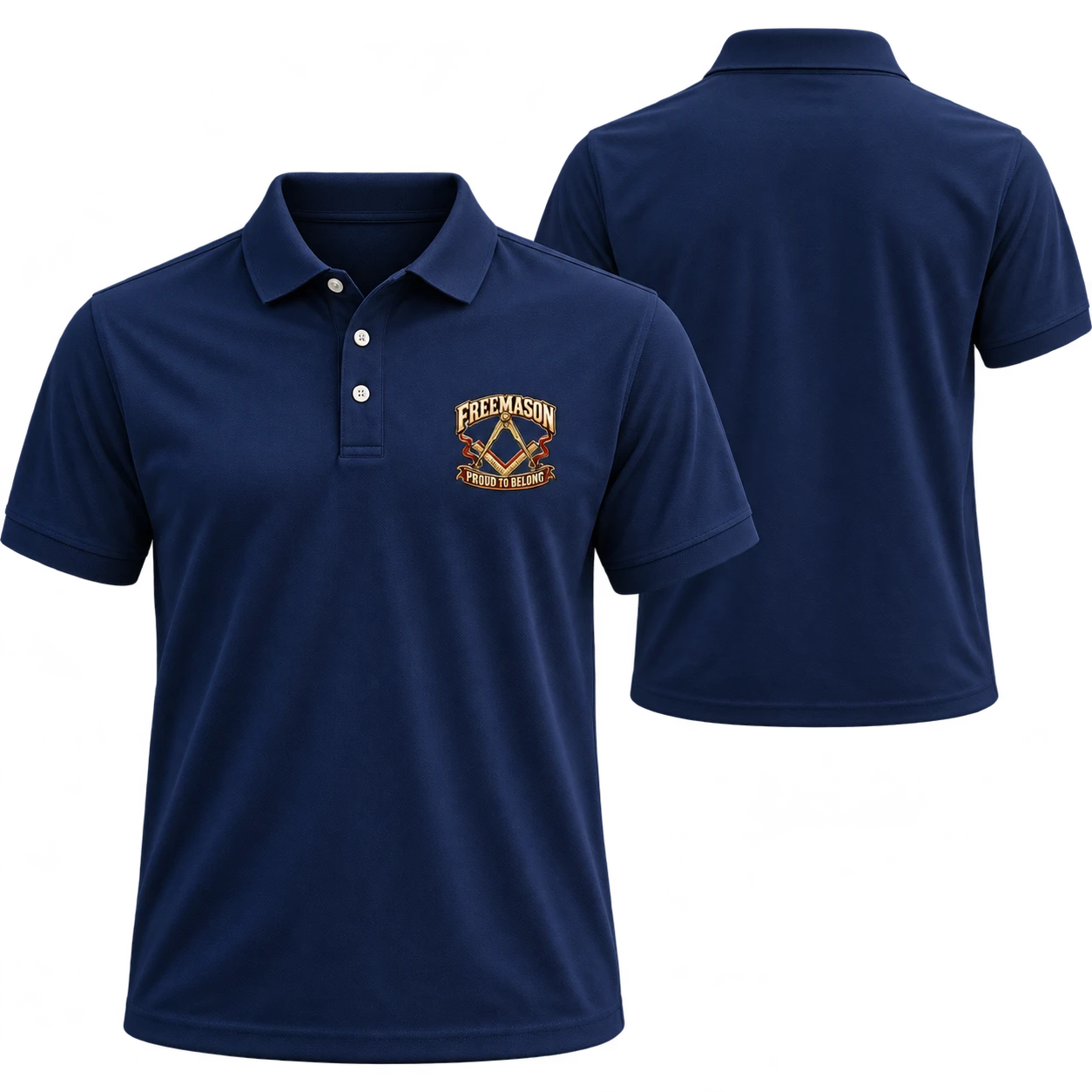 Freemason — Proud to Belong — Navy Embroidered Polo